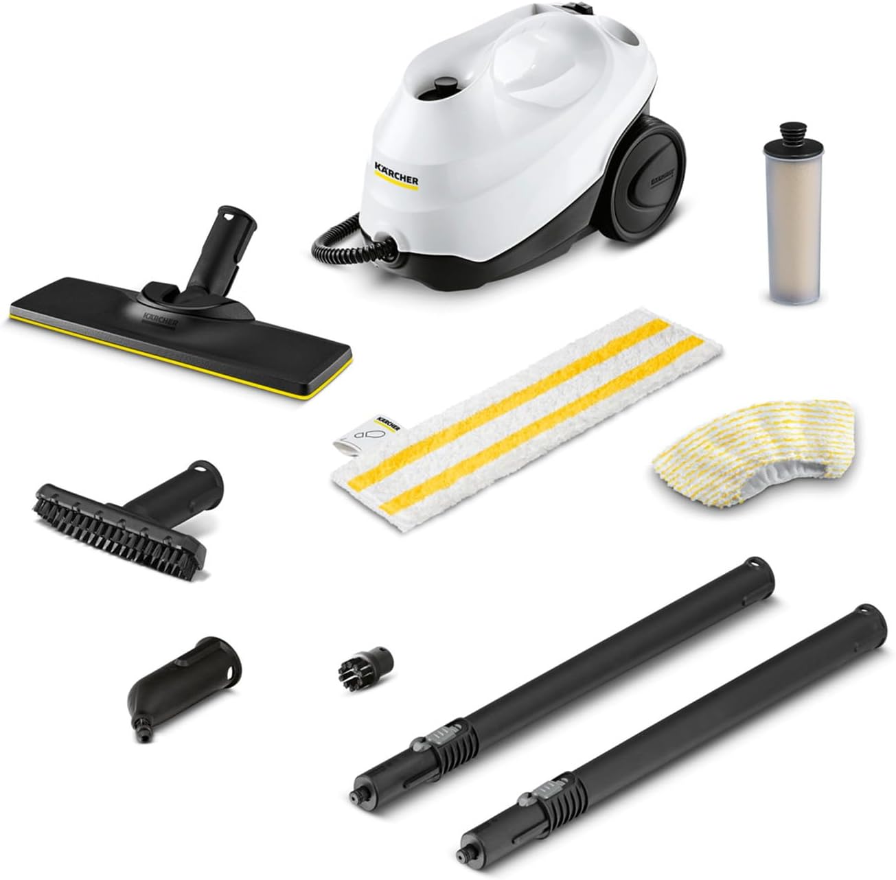Kärcher SC 3 EasyFix steam cleaner with floor nozzle, hand nozzle, round brush, extension tubes and microfibre cloths